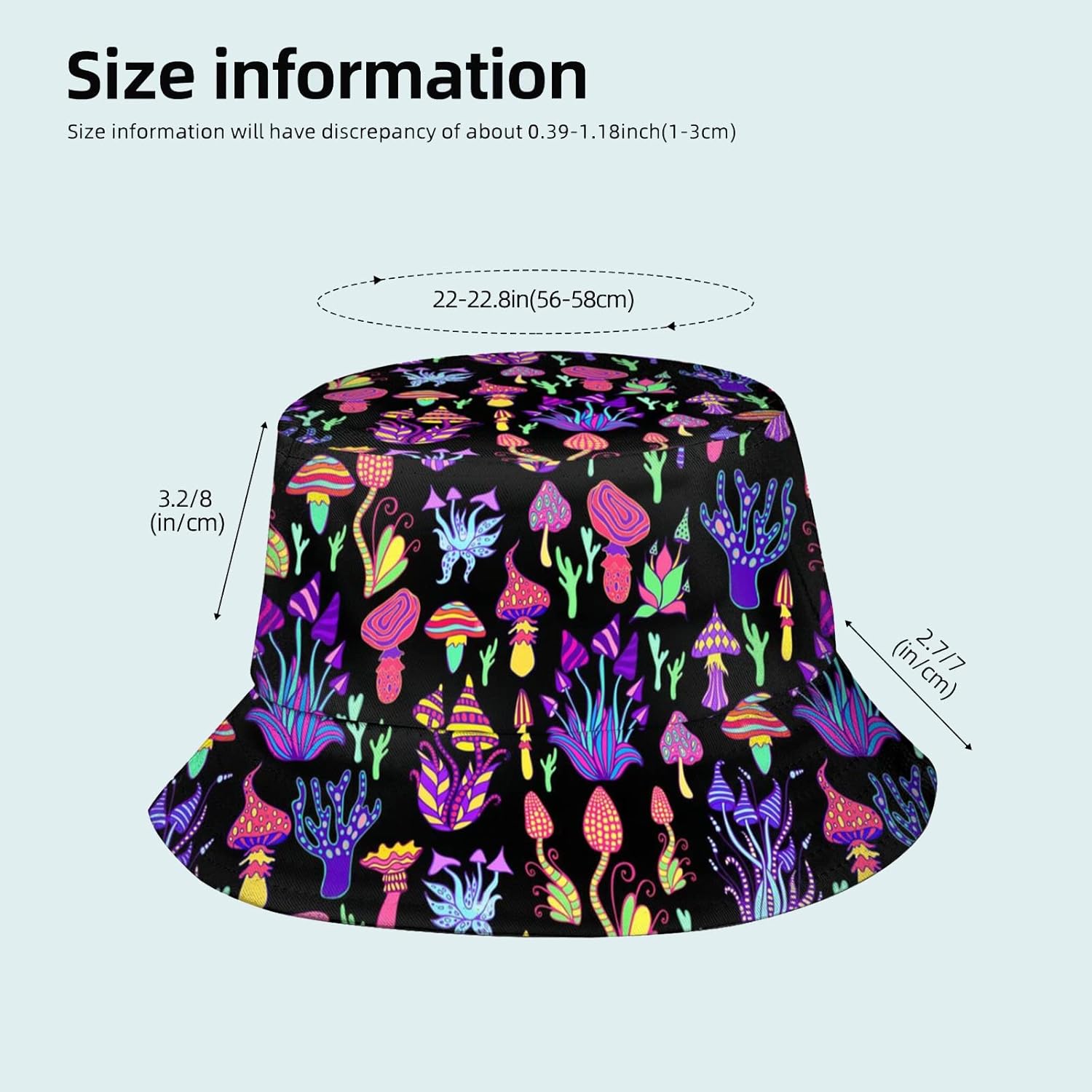 Mushroom Bucket Hats for Women Men Rave Trippy Festival Outfits Accessories for Women Summer Beach Sun Hat Packable Fisherman Cap Mushroom Gifts - Image 2