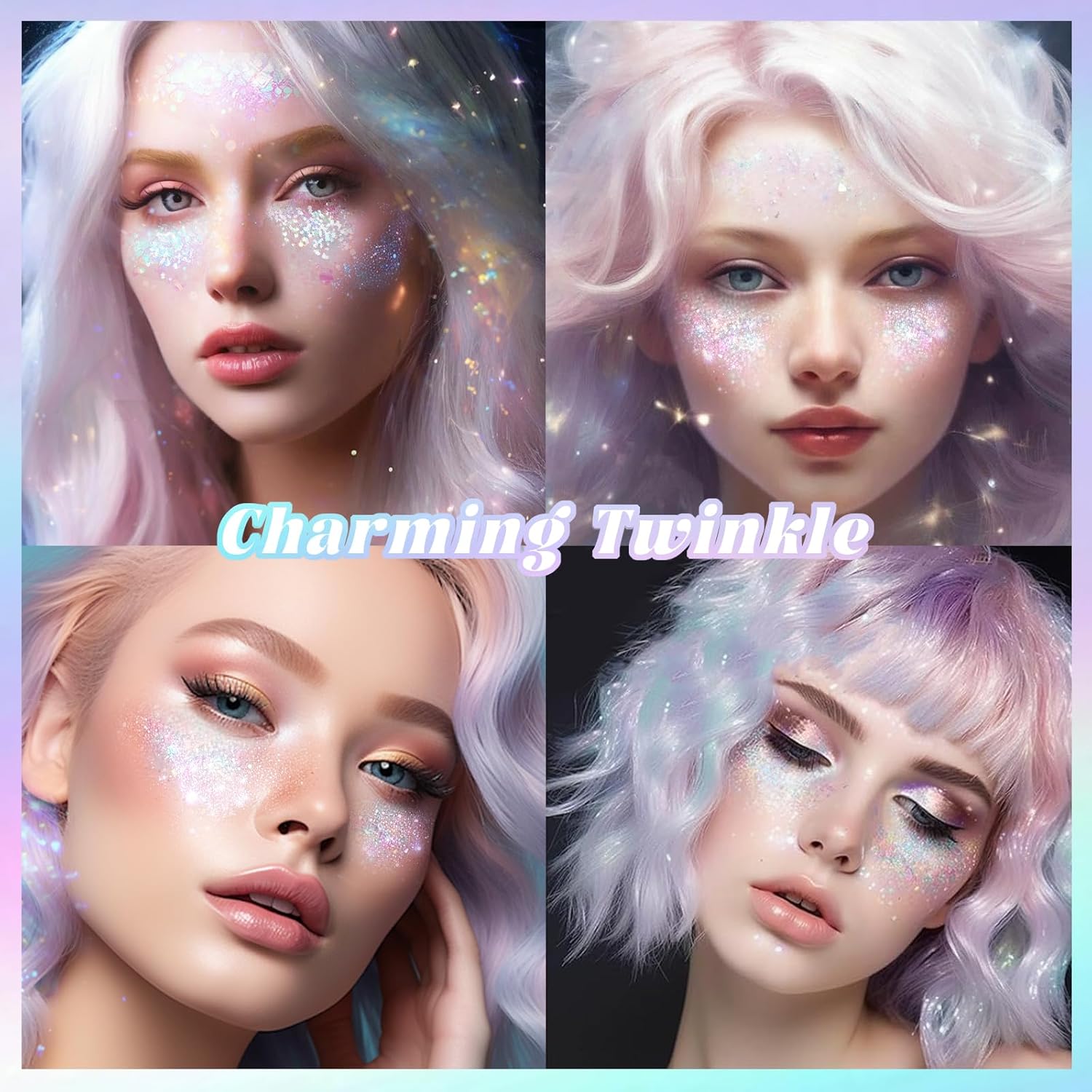 Clear White Body Glitter Stick, Face Glitter Gel Singer Concerts Festival Rave Accessories, Mermaid Sequin Hair Glitter Face Paint Makeup Chunky Sparkling Body Shimmer Glitter for Women, 01# - Image 5