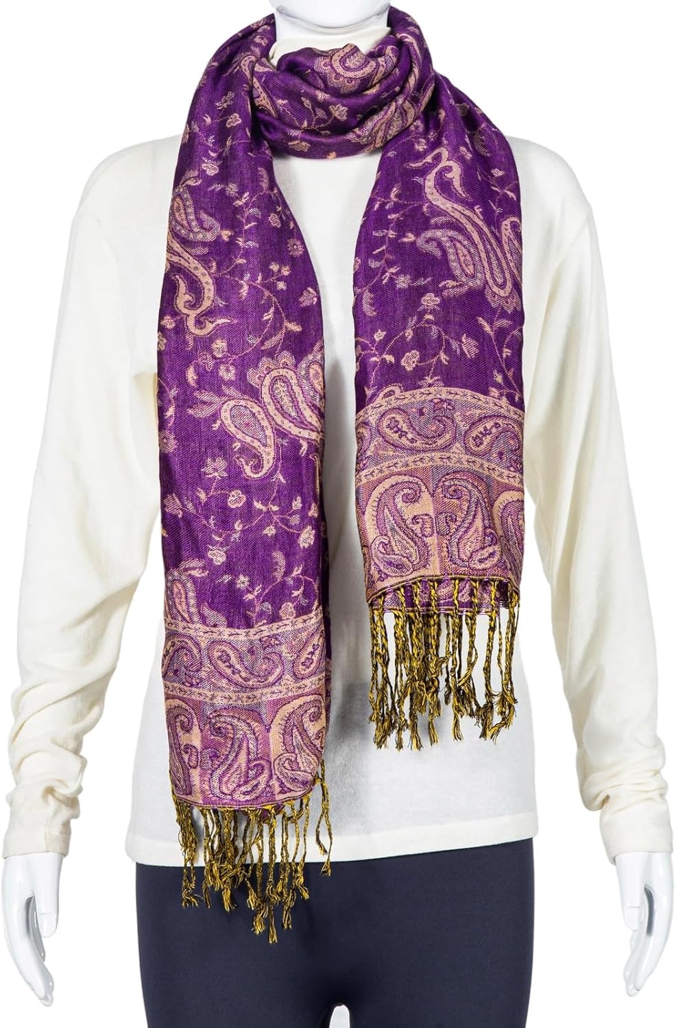 Pashmina Feel Shawls Wraps Rave Scarf for Women Soft Silky Reversible Men Scarves Hijab - Image 2