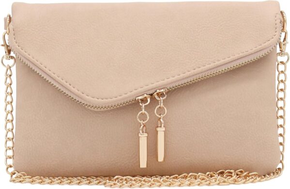 FashionPuzzle Envelope Wristlet Clutch Crossbody Bag with Chain Strap