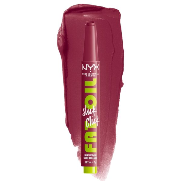 NYX PROFESSIONAL MAKEUP Fat Oil Slick Click, Lightweight, Buildable Pigmented Vegan Lip Balm – In The Drafts (Brown)