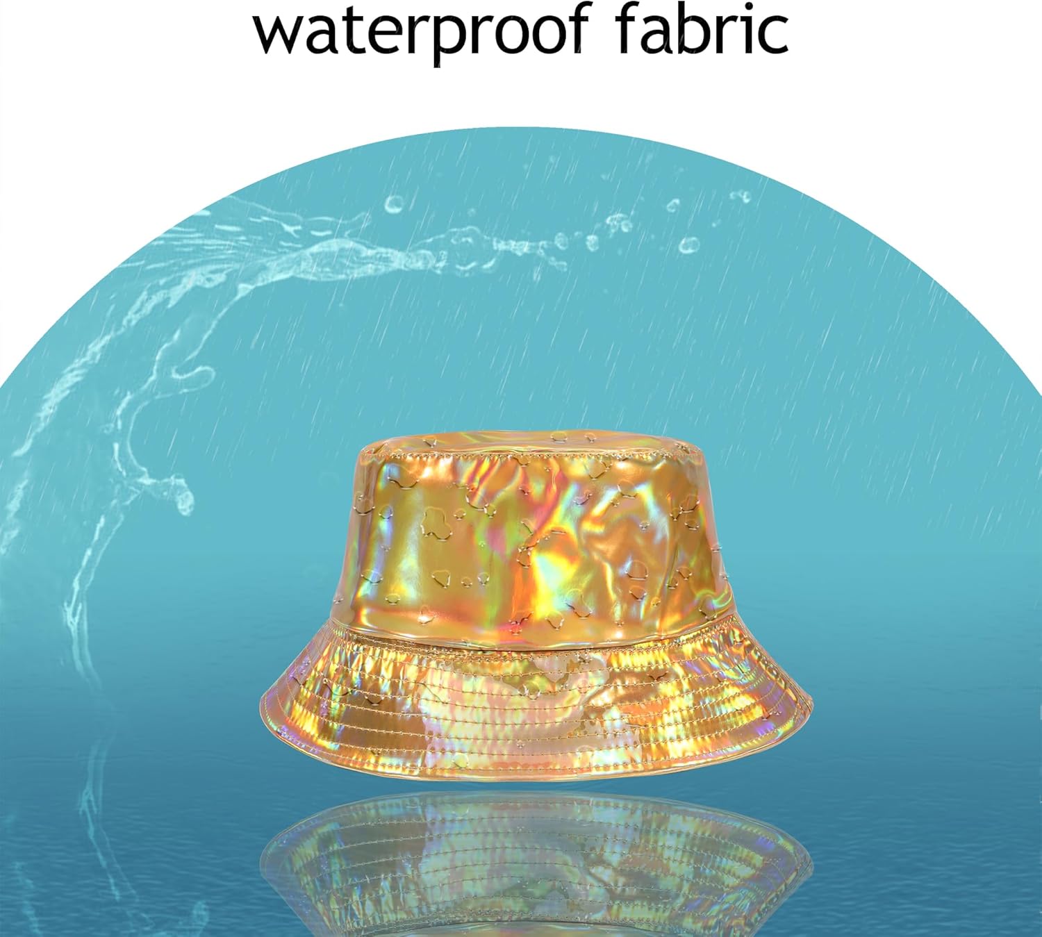 Manfnee Rave Bucket Hat for Men Women Waterproof Rain Hat Wide Brim Bucket Hat Metallic Party Hats - Image 5