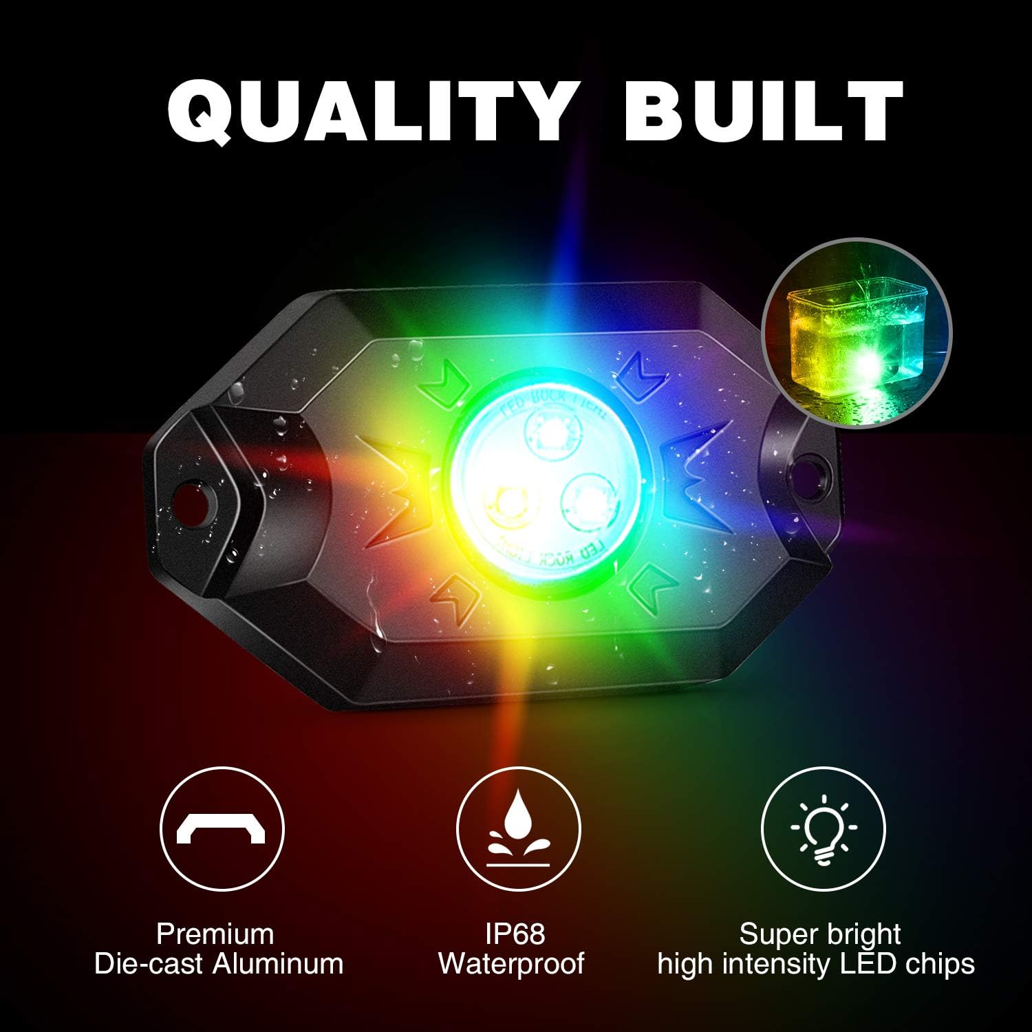 Nilight 2PCS 3FT RGB LED Whip Light and 4 PCS Rock Lights Combo, Remote & App Control w/DIY Chasing Patterns Stop Turn Reverse Safety Antenna Lighted Whips for ATV UTV - Image 6