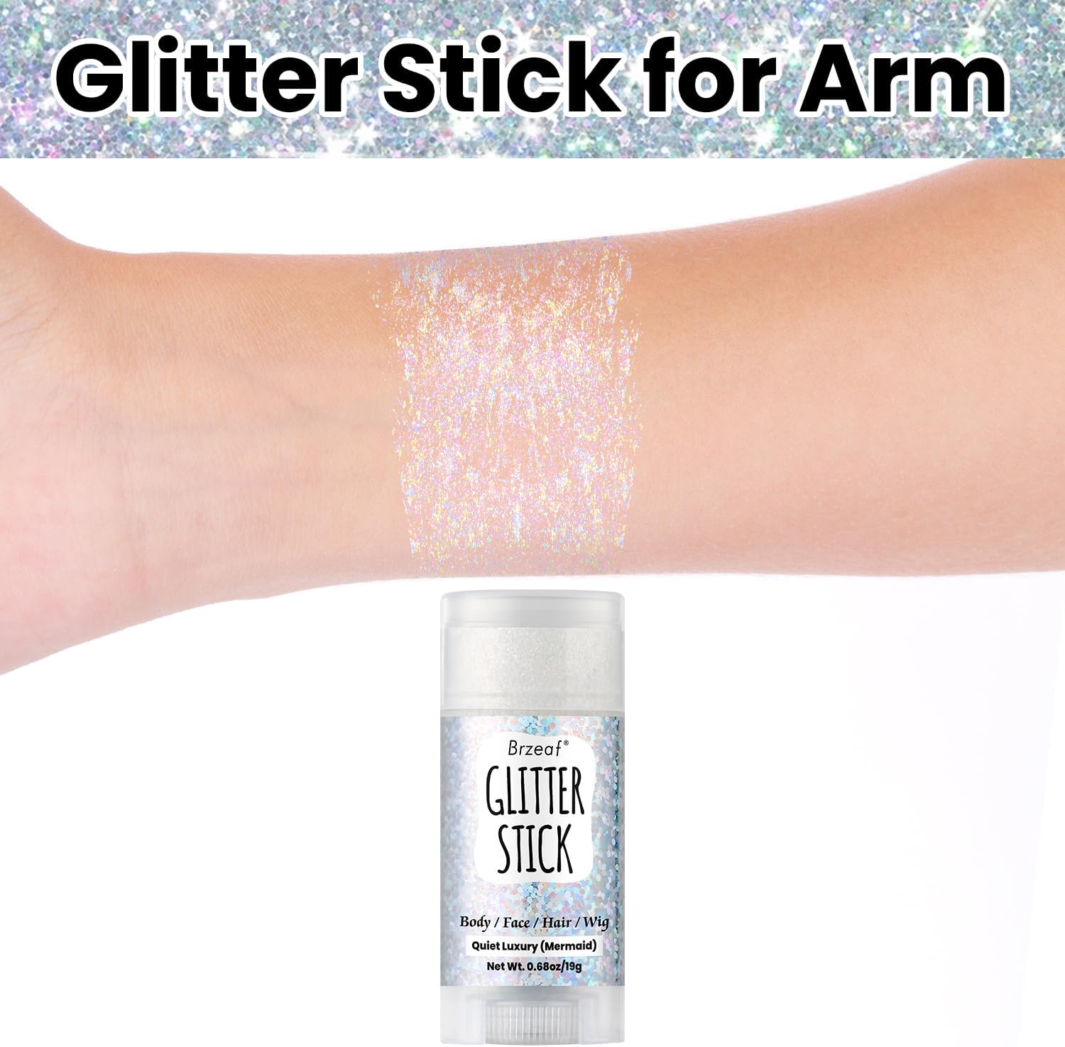 Brzeaf Waterproof Mermaid Glitter Stick, Shimmery& Long Lasting, Hair Eyeshadow Face Body Glitter, Singer Concert Music Rave Festival, Glitter Stick Makeup for Women Men - Image 8
