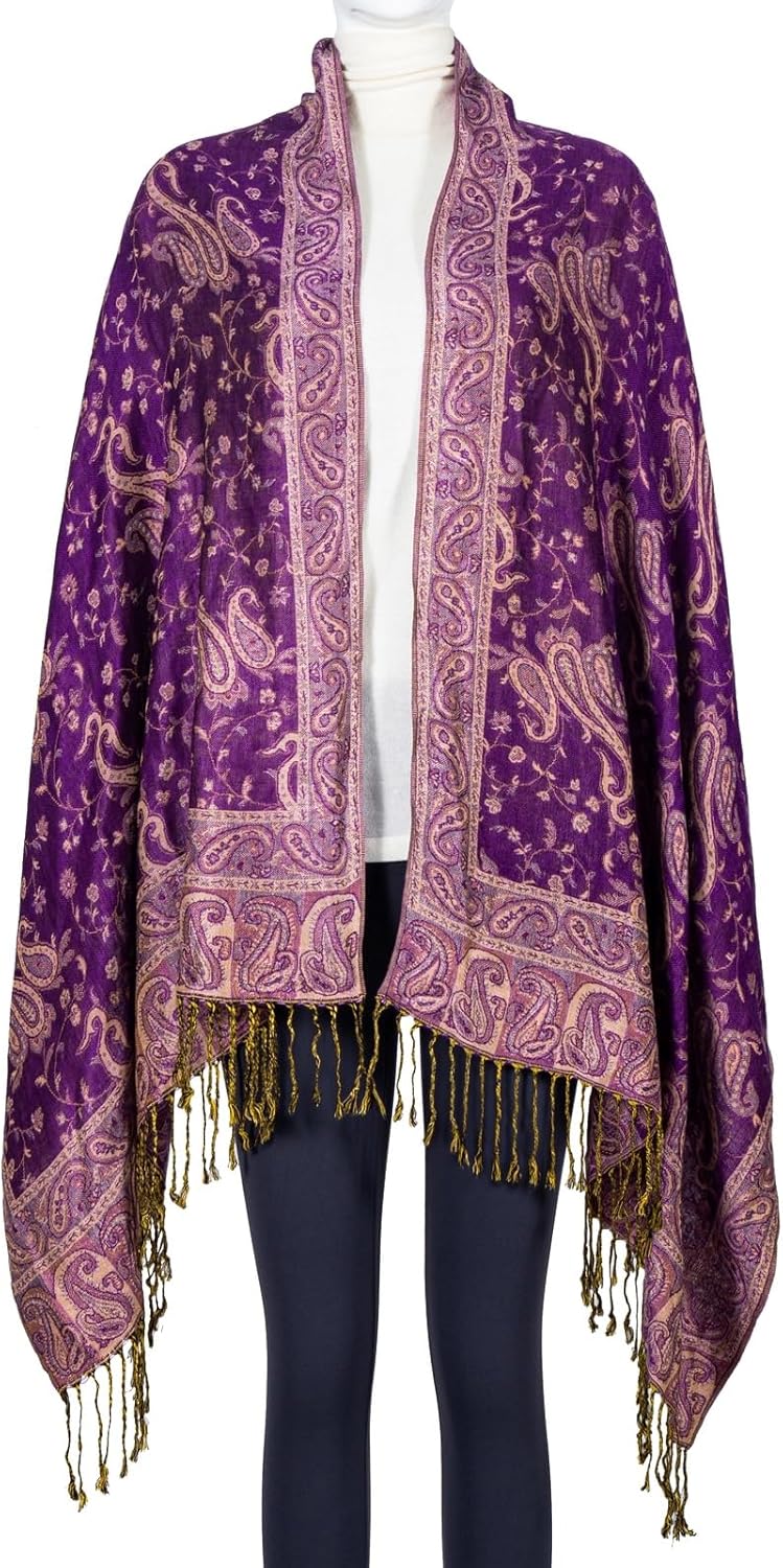 Pashmina Feel Shawls Wraps Rave Scarf for Women Soft Silky Reversible Men Scarves Hijab - Image 3