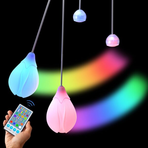 POITOI LED Poi Balls Rechargeable with 34 Vibrant Color Light Modes & LED poi Handles Soft Durable, Adjustable Thicker Ropes – Great Poi for Beginners and Professionals