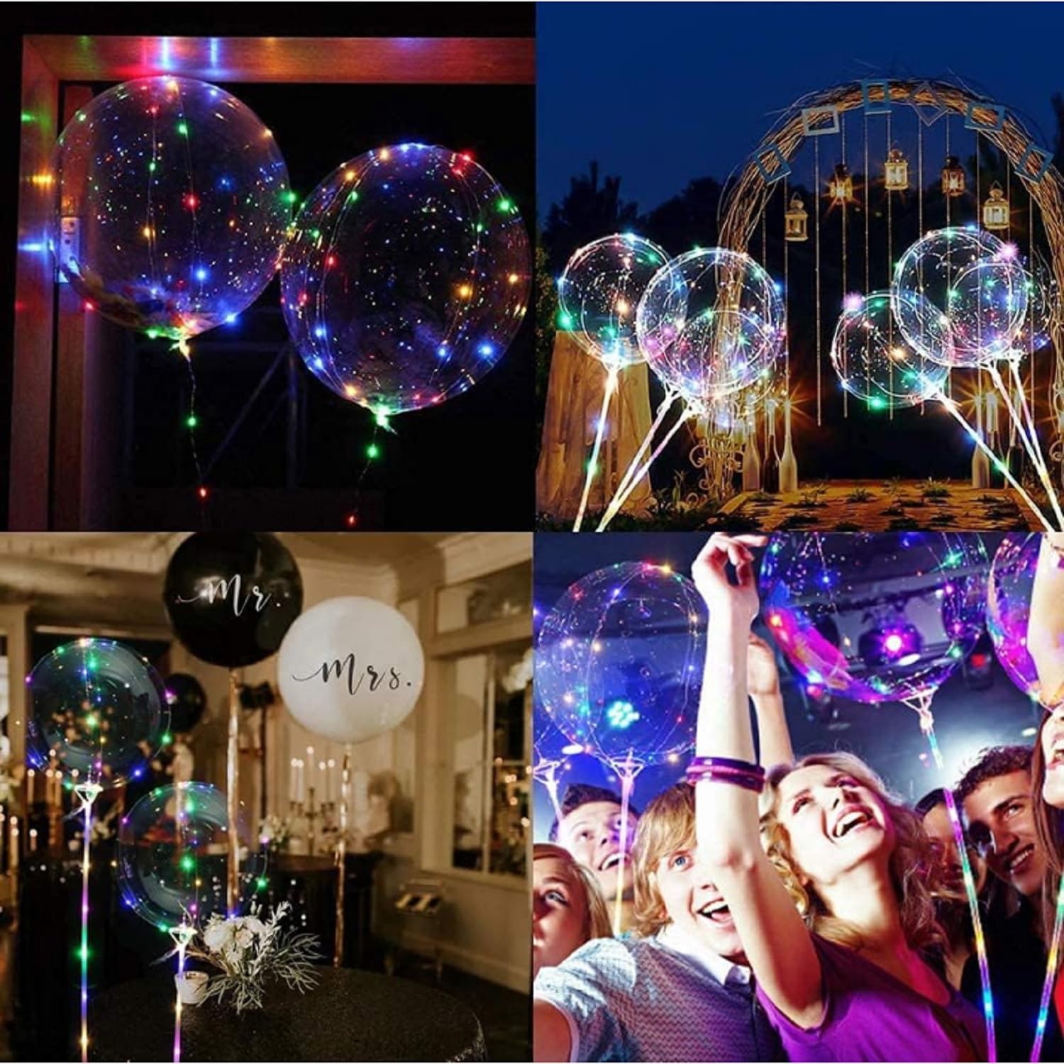 Yongxiang 10 PACKS LED Bobo Balloons,Transparent LED Light Up Balloons,Helium Style Glow Bubble Balloons with String Lights for Party Birthday Wedding Festival Decorations (Colorful) - Image 4