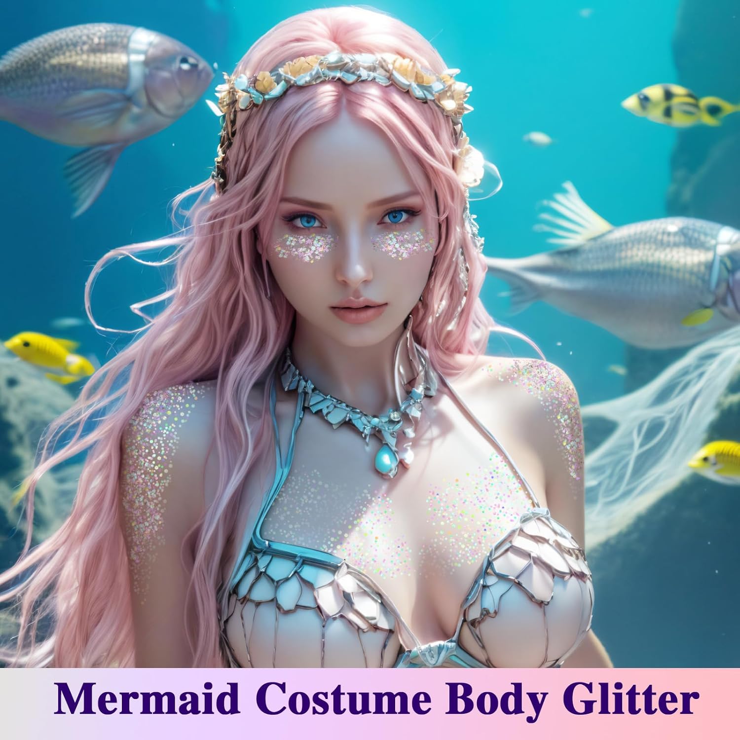 White Face Glitter Gel,Singer Concerts Festival Rave Accessories,Mermaid Body Glitter,Carnival Halloween Hair Glitter Sequins Face Glitter Paint Makeup,Sparkling Chunky for Women&Kids - Image 3