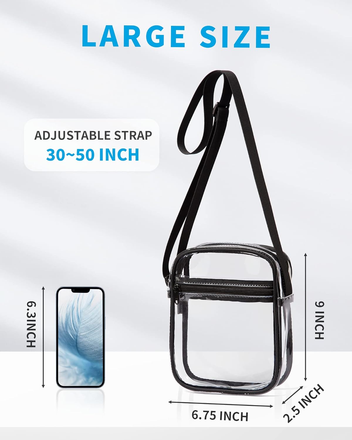 Vorspack Stadium Approved PVC Purse - Clear Crossbody Bag with Front Pocket for Concerts, Sports, Festivals - Image 2