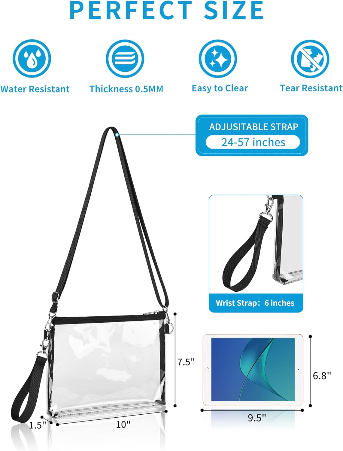 Bagenius Clear Purse Stadium Approved Clear Bag with Removable Straps for Work Sporting Events and Concert - Image 2
