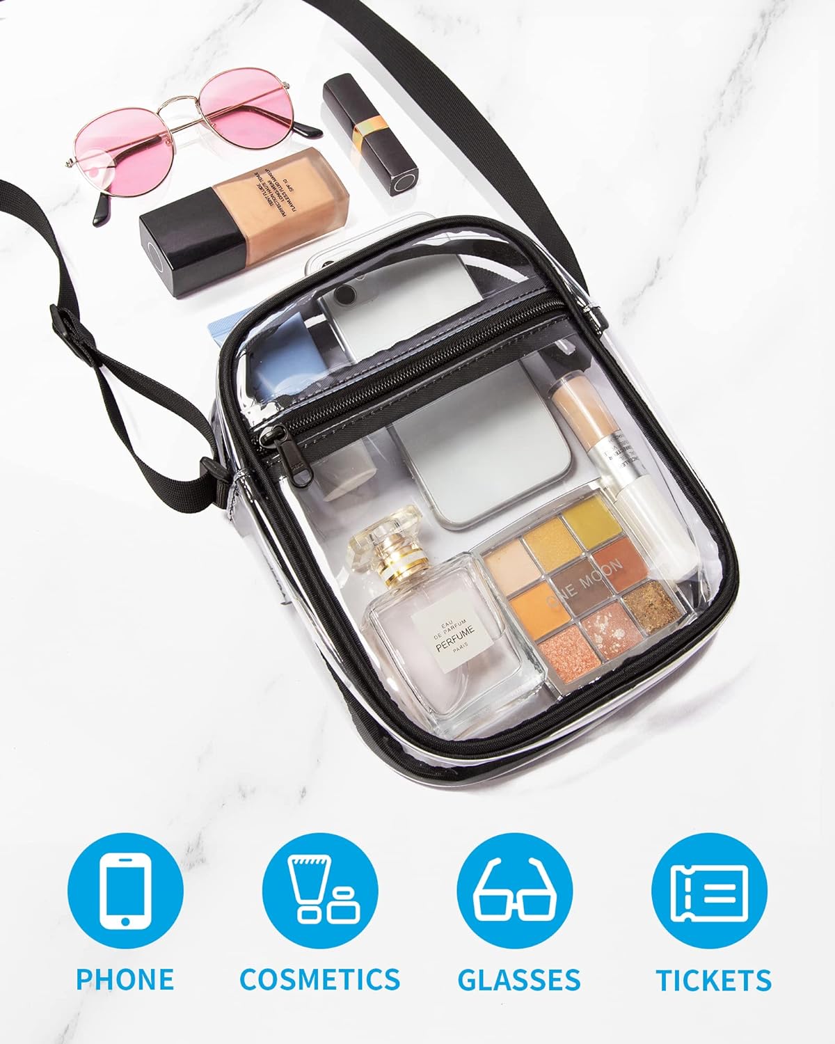 Vorspack Stadium Approved PVC Purse - Clear Crossbody Bag with Front Pocket for Concerts, Sports, Festivals - Image 3