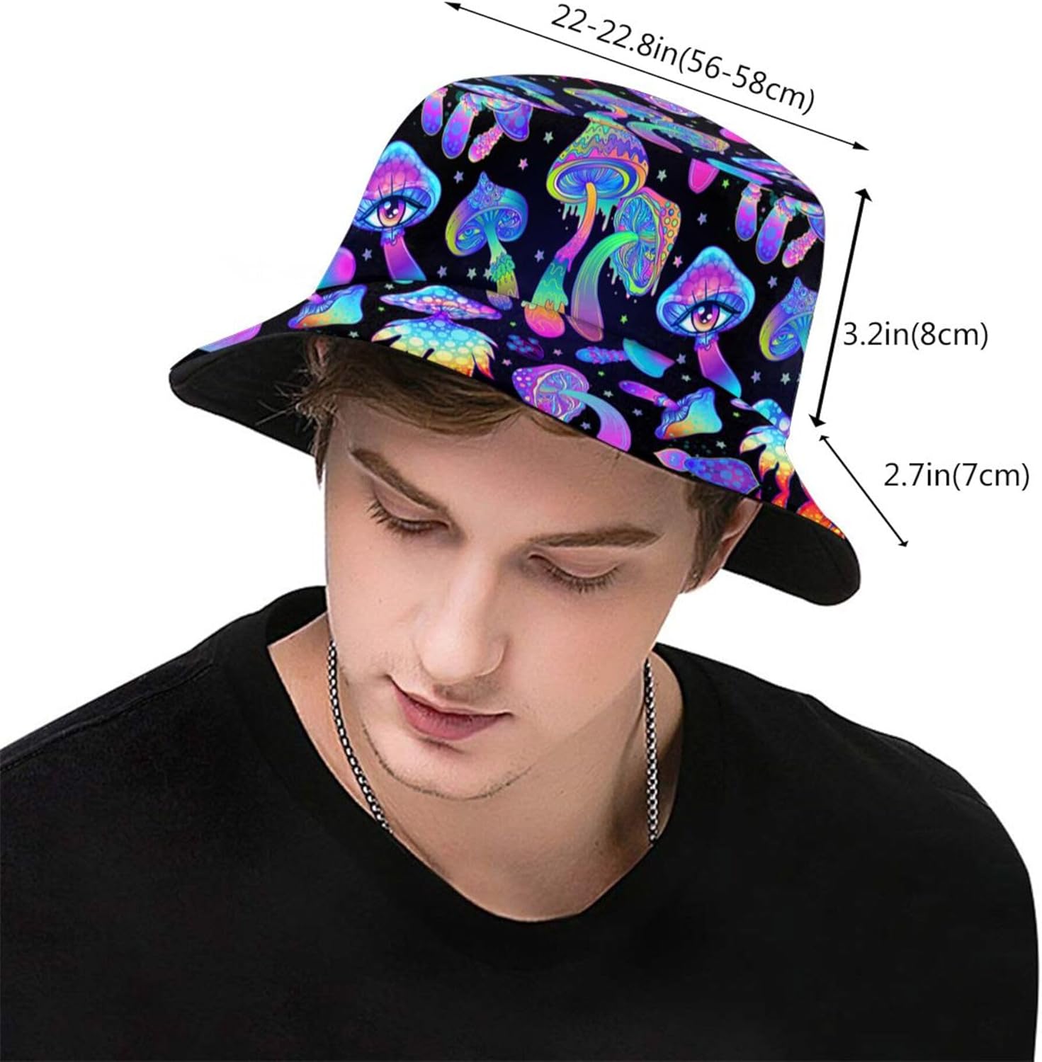 Fashion Retro 80s 90s Bucket Hat for Men Women Packable Sun Cap Rave Party Outfit Accessories Fisherman Hat - Image 3