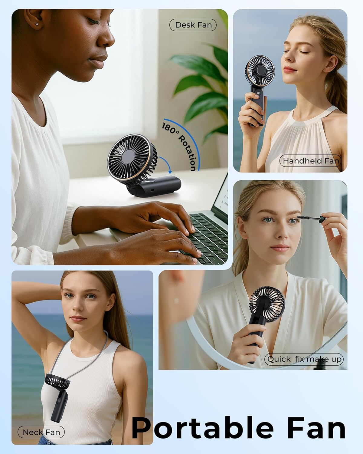 Portable Handheld Fan, 4000mAh, 180 Adjustable, 6 Speed Wind, Display Electricity in Real Time, USB Rechargeable Foldable Personal Fan - Image 7