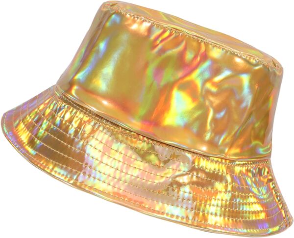 Manfnee Rave Bucket Hat for Men Women Waterproof Rain Hat Wide Brim Bucket Hat Metallic Party Hats