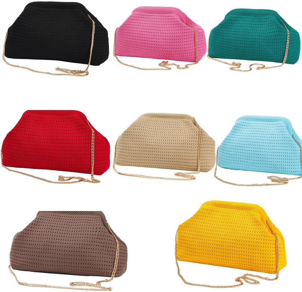 DIHKLCIO Summer Beach Woven Clutch Purses for Women 2025 Cloud Dumpling Pouch Purse Crossbody Bag Handbag Crochet Stripped - Image 2