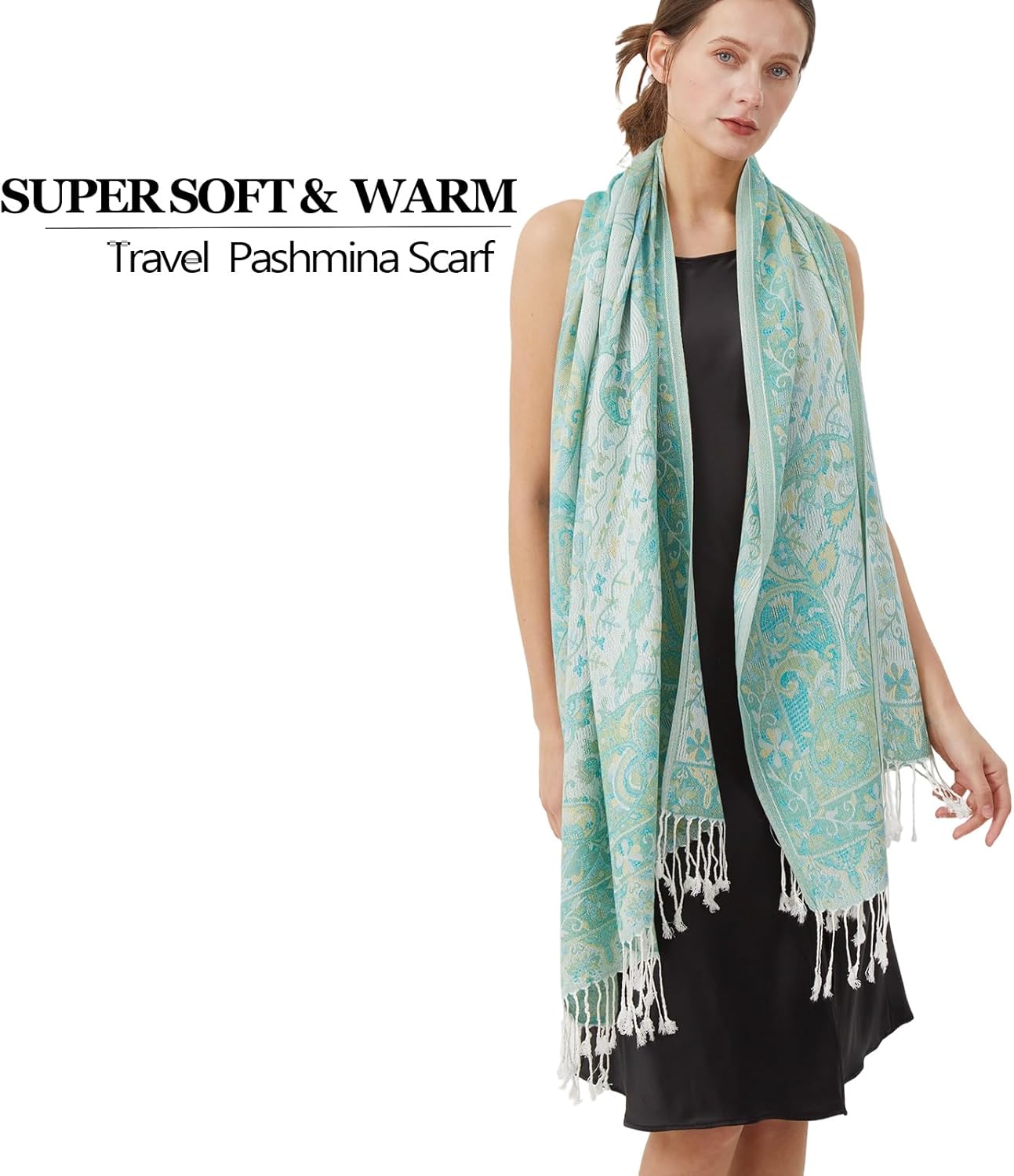 Paisley Pashmina Rave Shawl Scarf-Women's Reversible Ethnic Jacquard Pashmina Wraps for Evening Travel - Image 5