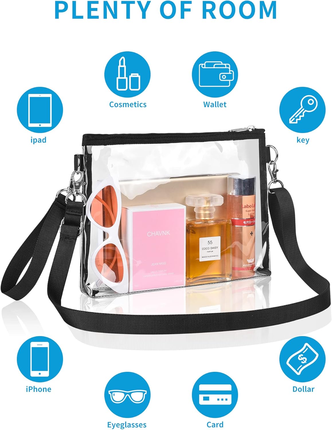 Bagenius Clear Purse Stadium Approved Clear Bag with Removable Straps for Work Sporting Events and Concert - Image 3