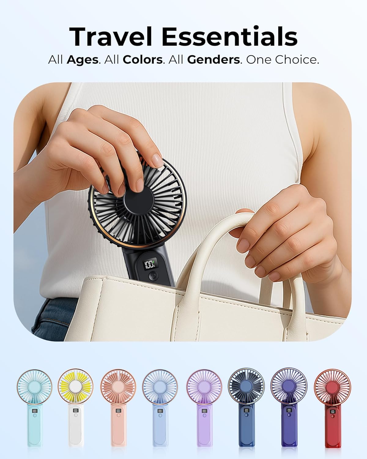 Portable Handheld Fan, 4000mAh, 180 Adjustable, 6 Speed Wind, Display Electricity in Real Time, USB Rechargeable Foldable Personal Fan - Image 6