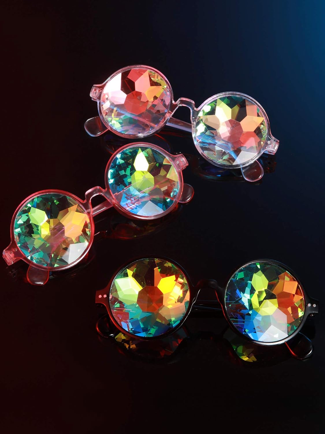 Yaomiao 3 Pieces Festival Kaleidoscope Rave Glasses Goggles Kaleidoscope Sunglasses Diffraction Glasses Prism Rainbow Sunglasses - Image 7