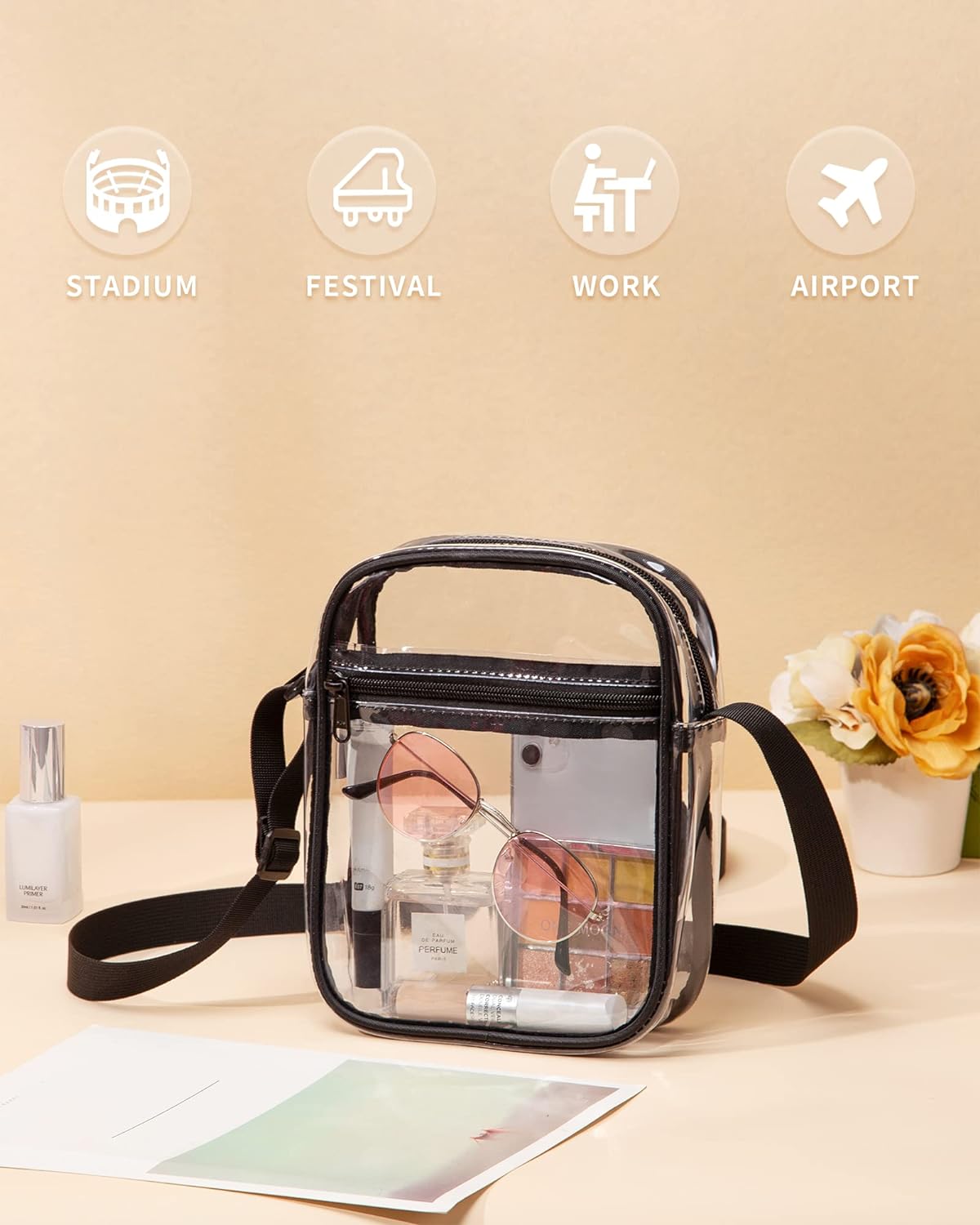 Vorspack Stadium Approved PVC Purse - Clear Crossbody Bag with Front Pocket for Concerts, Sports, Festivals - Image 5