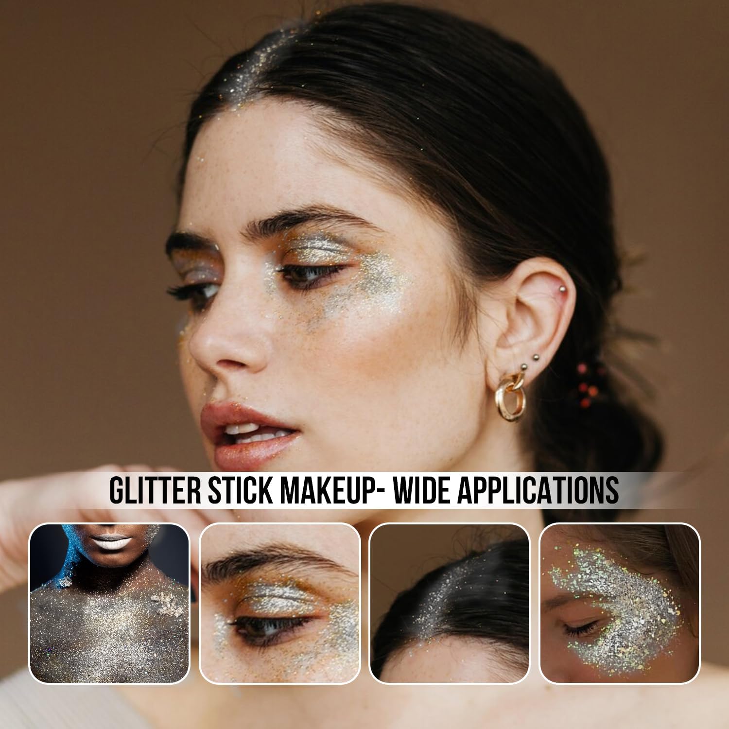 Brzeaf Waterproof Mermaid Glitter Stick, Shimmery& Long Lasting, Hair Eyeshadow Face Body Glitter, Singer Concert Music Rave Festival, Glitter Stick Makeup for Women Men - Image 4