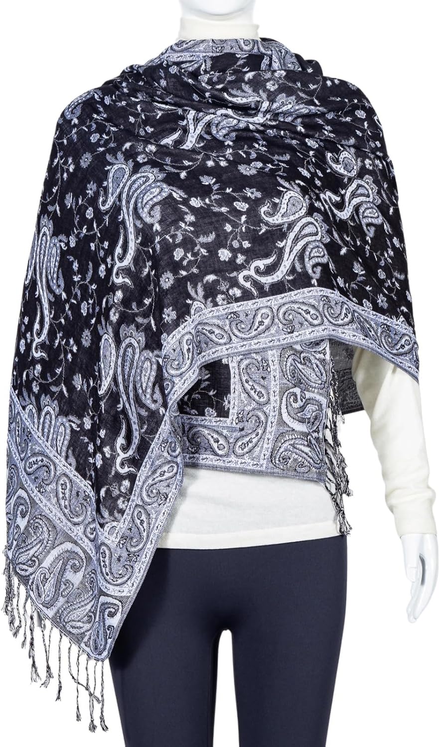 Pashmina Feel Shawls Wraps Rave Scarf for Women Soft Silky Reversible Men Scarves Hijab - Image 7