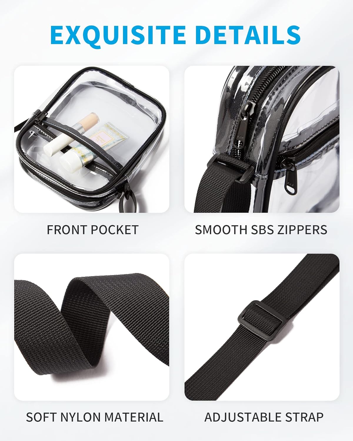 Vorspack Stadium Approved PVC Purse - Clear Crossbody Bag with Front Pocket for Concerts, Sports, Festivals - Image 4