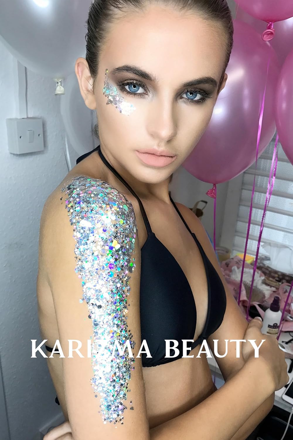 KARIZMA Holographic Silver Body Glitter - 10g Chunky Face, Hair, Eye & Body Glitter for Women - Rave & Festival Accessory - Image 5