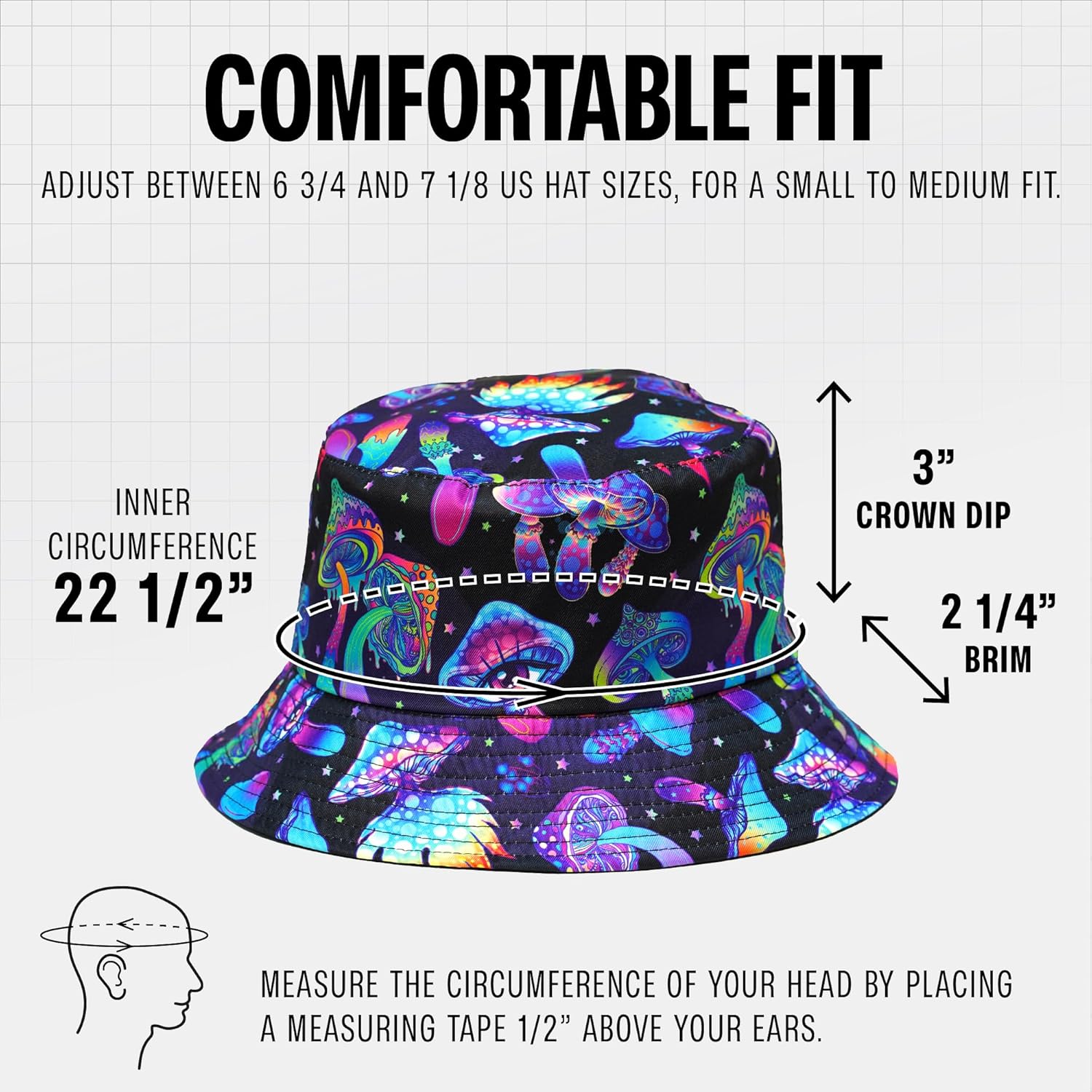 Rave Bucket Hat for Women & Men - Cute Bucket Hats - Festival Hat Adjustable 50+ SPF Protection Rave Accessories - Image 2