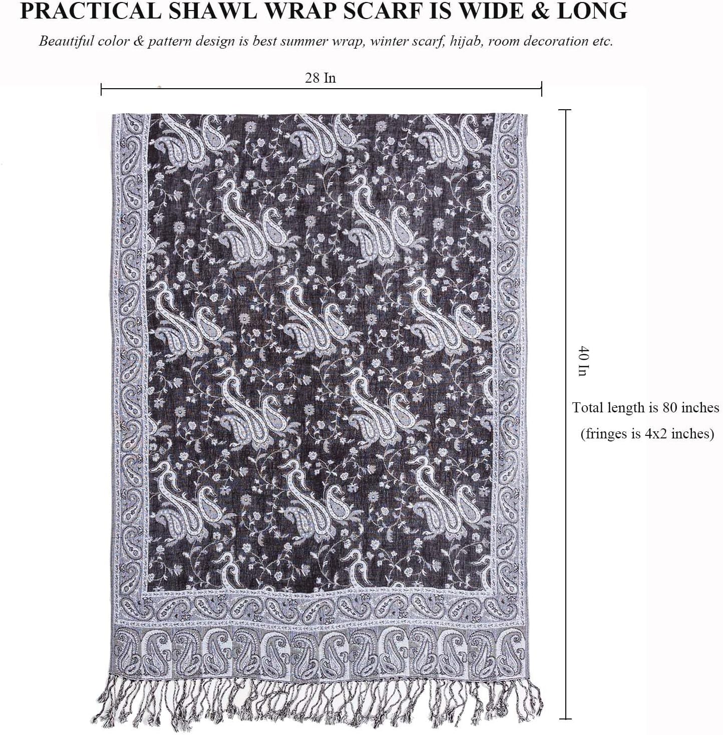 Pashmina Feel Shawls Wraps Rave Scarf for Women Soft Silky Reversible Men Scarves Hijab - Image 8