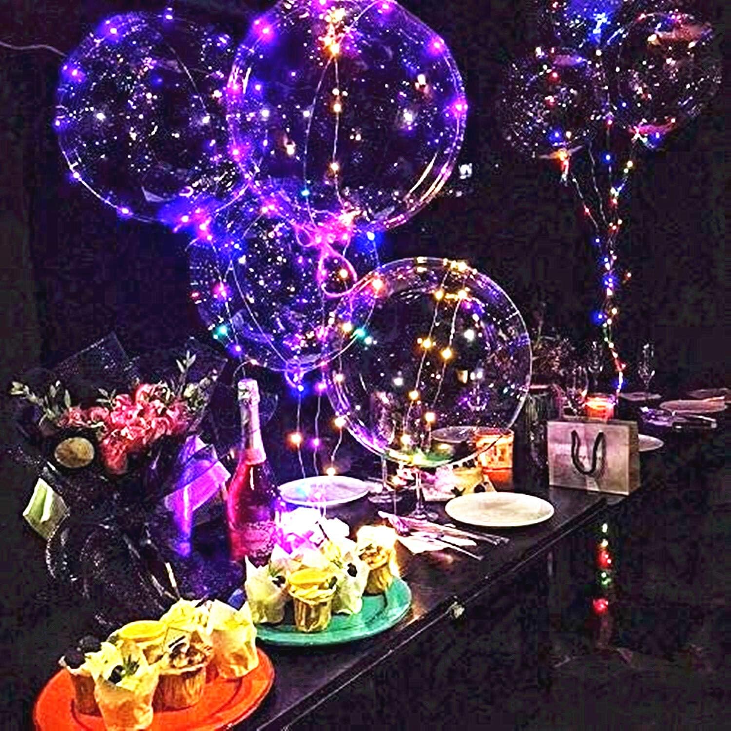 Yongxiang 10 PACKS LED Bobo Balloons,Transparent LED Light Up Balloons,Helium Style Glow Bubble Balloons with String Lights for Party Birthday Wedding Festival Decorations (Colorful) - Image 5