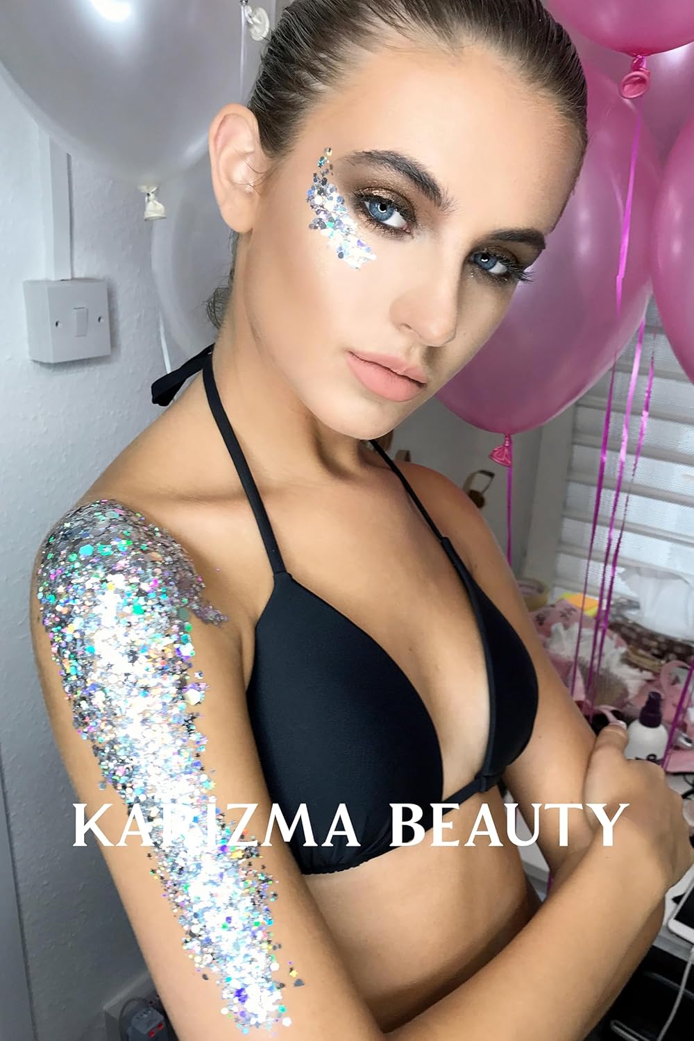 KARIZMA Holographic Silver Body Glitter - 10g Chunky Face, Hair, Eye & Body Glitter for Women - Rave & Festival Accessory - Image 3