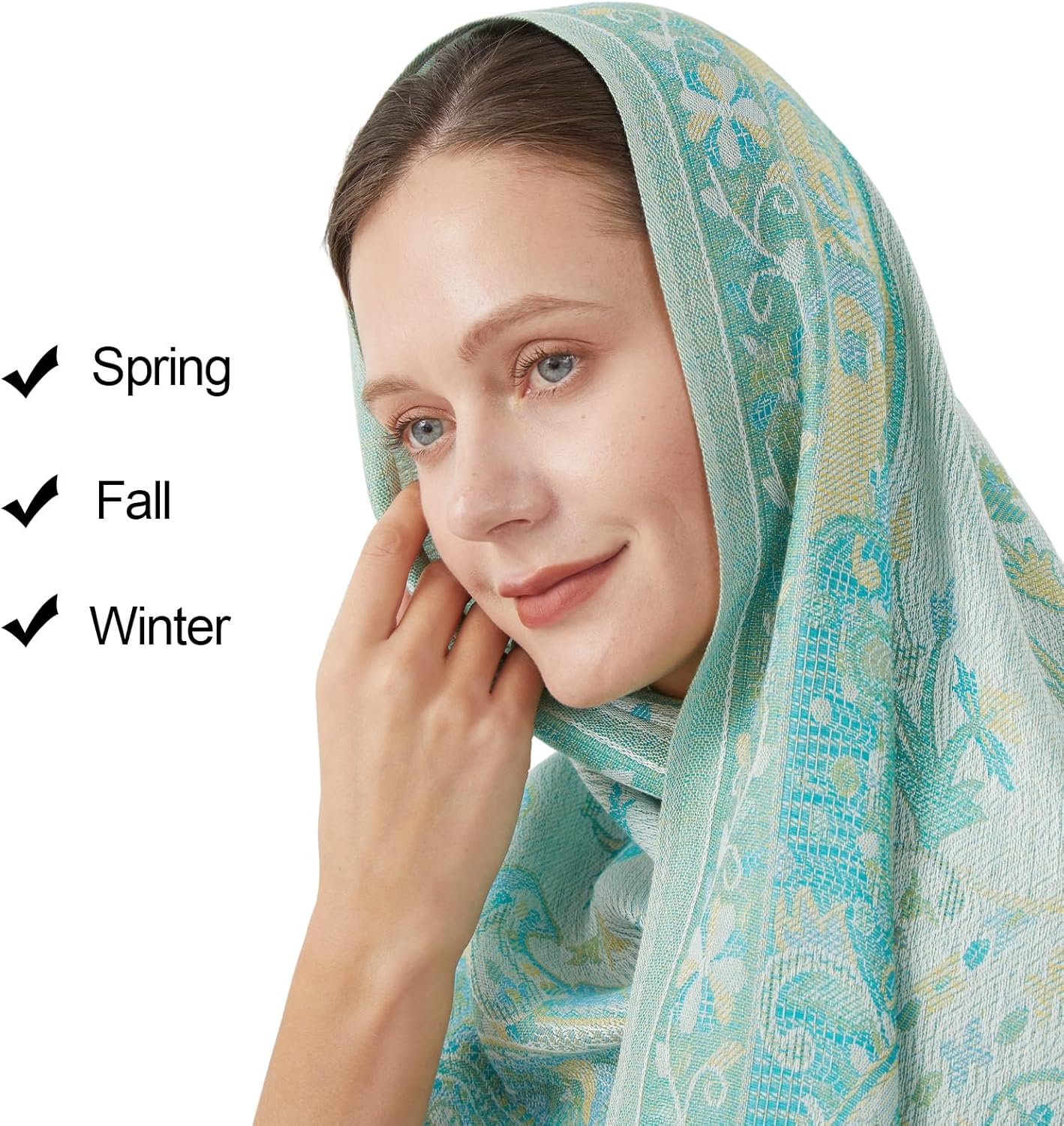 Paisley Pashmina Rave Shawl Scarf-Women's Reversible Ethnic Jacquard Pashmina Wraps for Evening Travel - Image 4