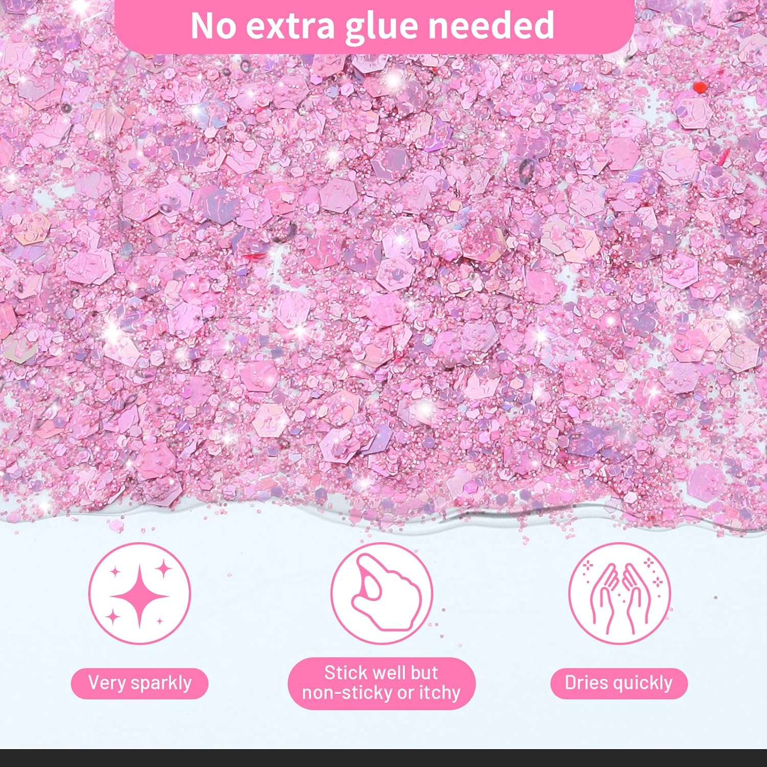 Body Glitter, Face Glitter, Hair Glitter,YGQQOY Holographic Concerts Festival Rave Chunky Glitter Gel, 12 Colors - Image 3
