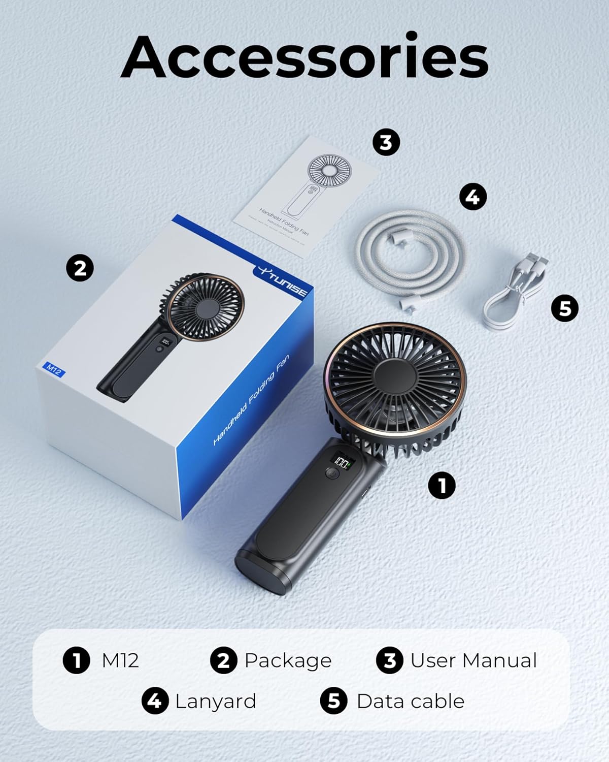 Portable Handheld Fan, 4000mAh, 180 Adjustable, 6 Speed Wind, Display Electricity in Real Time, USB Rechargeable Foldable Personal Fan - Image 8