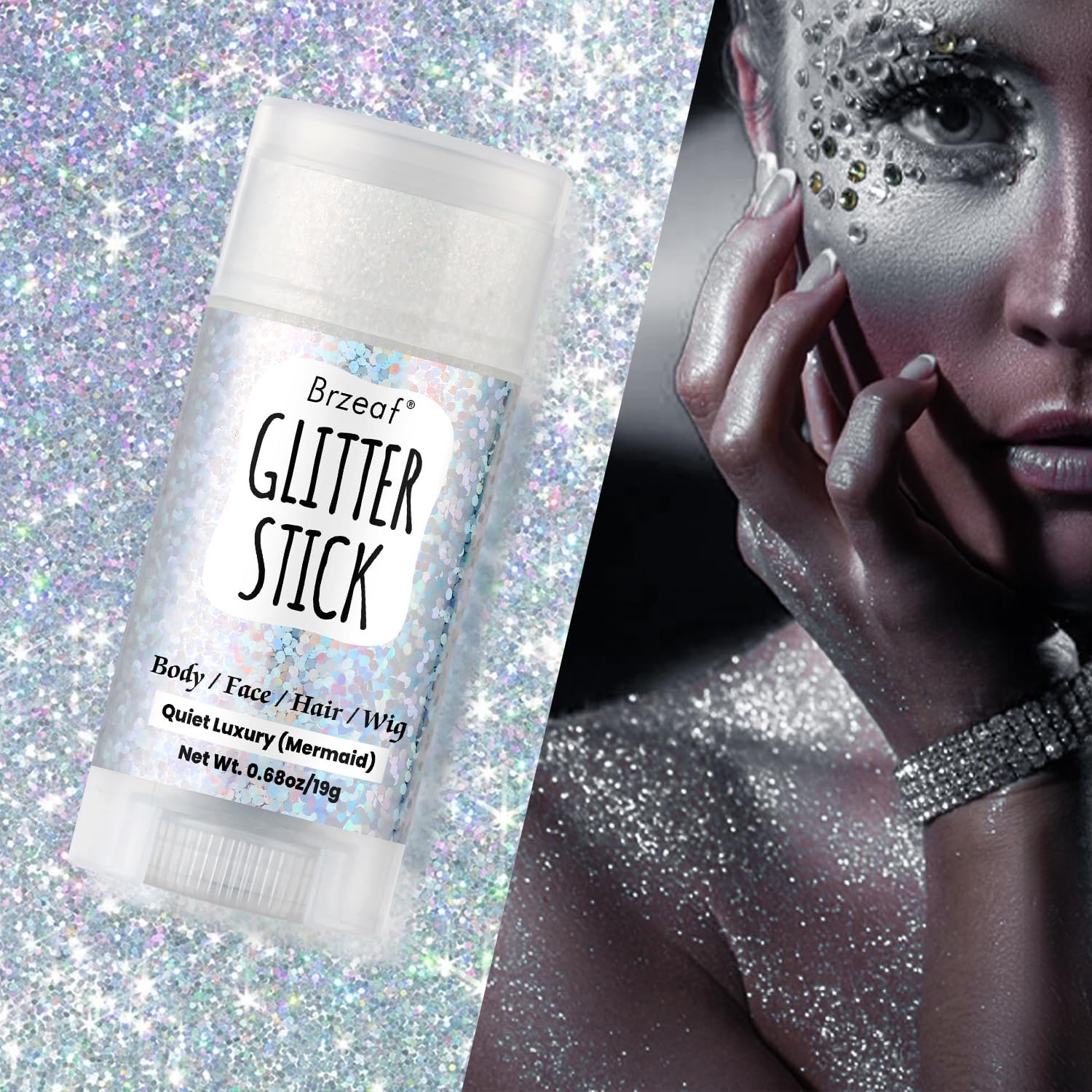 Brzeaf Waterproof Mermaid Glitter Stick, Shimmery& Long Lasting, Hair Eyeshadow Face Body Glitter, Singer Concert Music Rave Festival, Glitter Stick Makeup for Women Men - Image 6