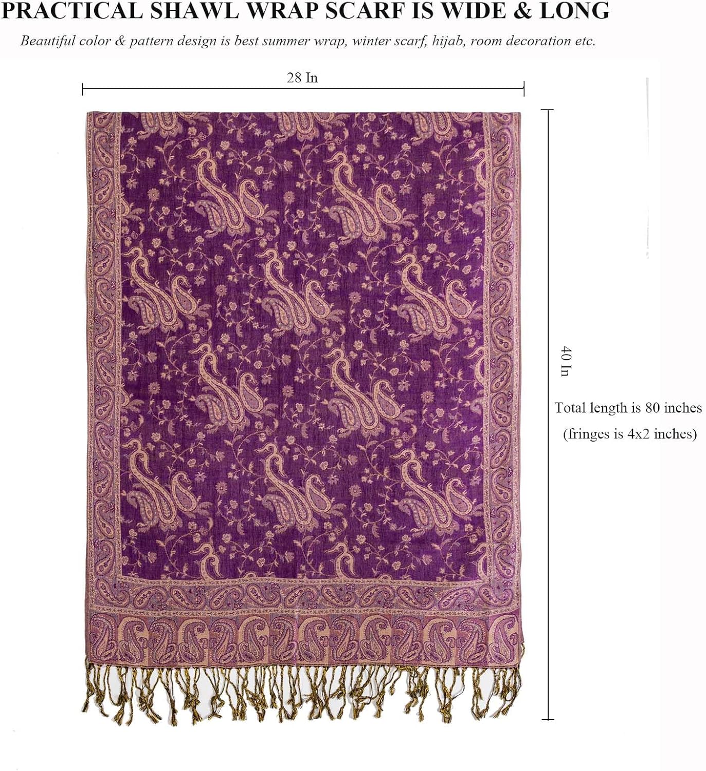 Pashmina Feel Shawls Wraps Rave Scarf for Women Soft Silky Reversible Men Scarves Hijab - Image 8