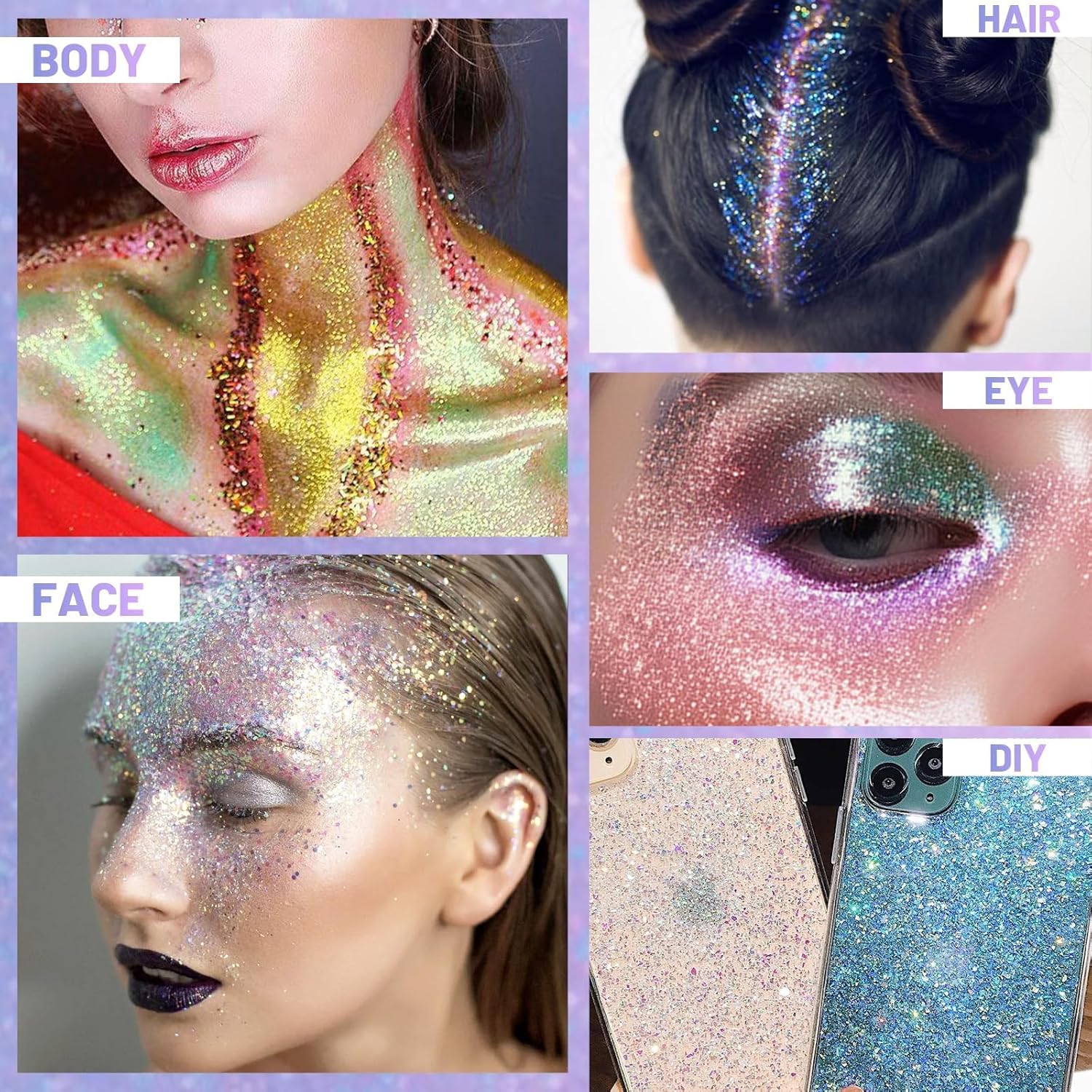 DAGEDA Body Glitter Gel, Roll-on Face Glitter for Mermaid Makeup Festival Rave Accessories, Holographic Hair Glitter Gel,Body Shimmer Halloween Makeup for Rave Party (Sparkling Pink) - Image 4