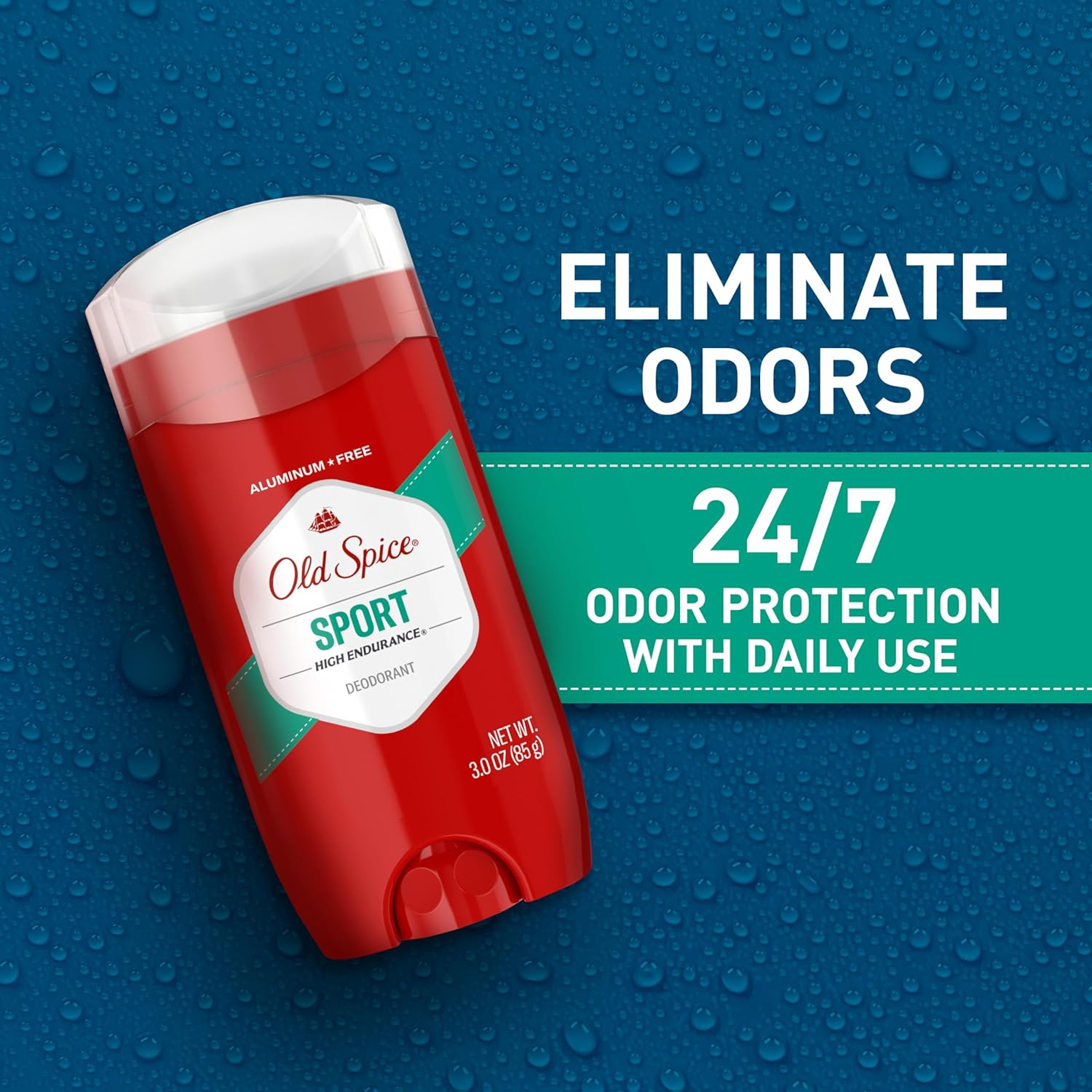 Old Spice Aluminum Free Deodorant For Men, High Endurance, 24/7 Sweat Defense & Odor Protection, 24/7 Freshness & Lasting Scent, Sport Scent, 3.0 oz (Pack of 3) - Image 4