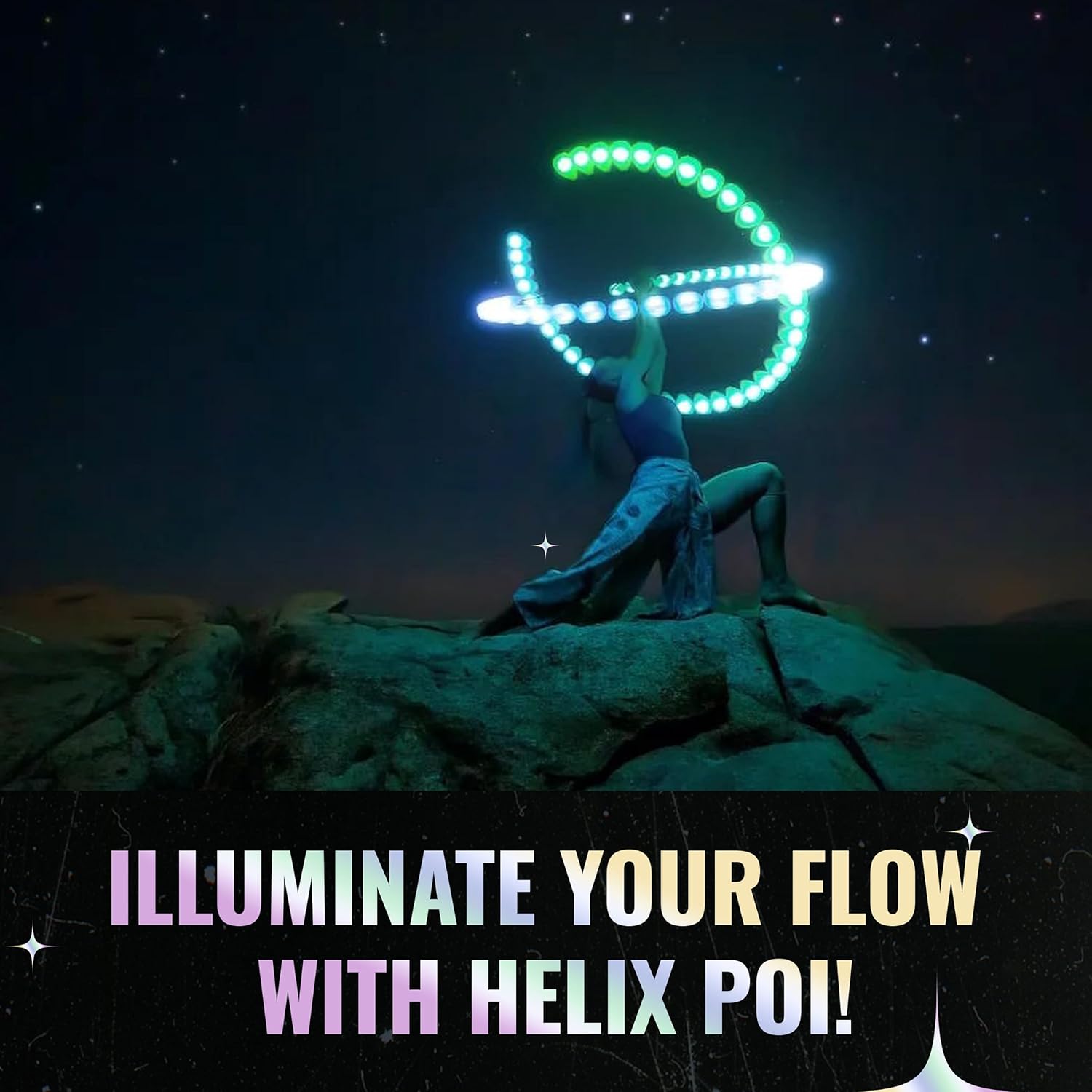 UltraPoi HelixPoi Set - Helix Poi w/Non-LED Knob Handles - 70+ Brilliant Color Modes & Patterns - LED Poi Glow Stick Lights w/Soft Durable Cases & Adjustable Leashes - Flow Arts Light Spinning Toy - Image 3