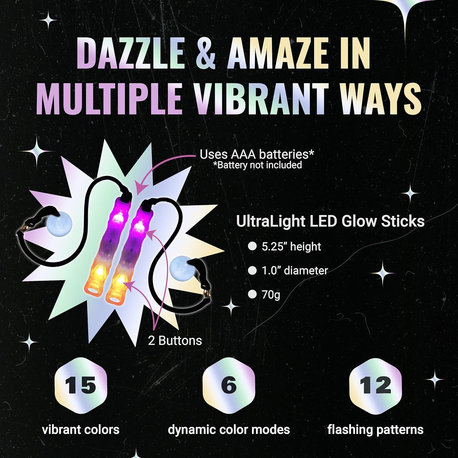 UltraPoi HelixPoi Set - Helix Poi w/Non-LED Knob Handles - 70+ Brilliant Color Modes & Patterns - LED Poi Glow Stick Lights w/Soft Durable Cases & Adjustable Leashes - Flow Arts Light Spinning Toy - Image 4