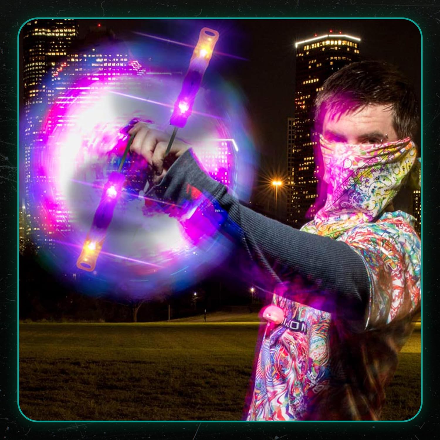 UltraPoi HelixPoi Set - Helix Poi w/Non-LED Knob Handles - 70+ Brilliant Color Modes & Patterns - LED Poi Glow Stick Lights w/Soft Durable Cases & Adjustable Leashes - Flow Arts Light Spinning Toy - Image 8