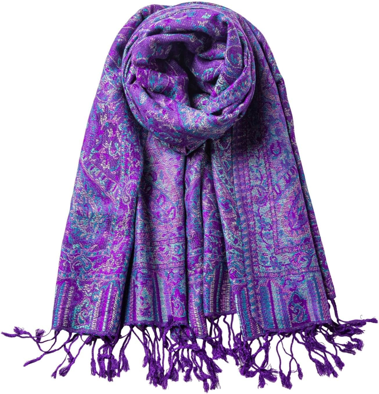 AUSEKALY Pashmina Feel Shawls Wraps for Women Rave Scarf Soft Silky Reversible Men Scarves