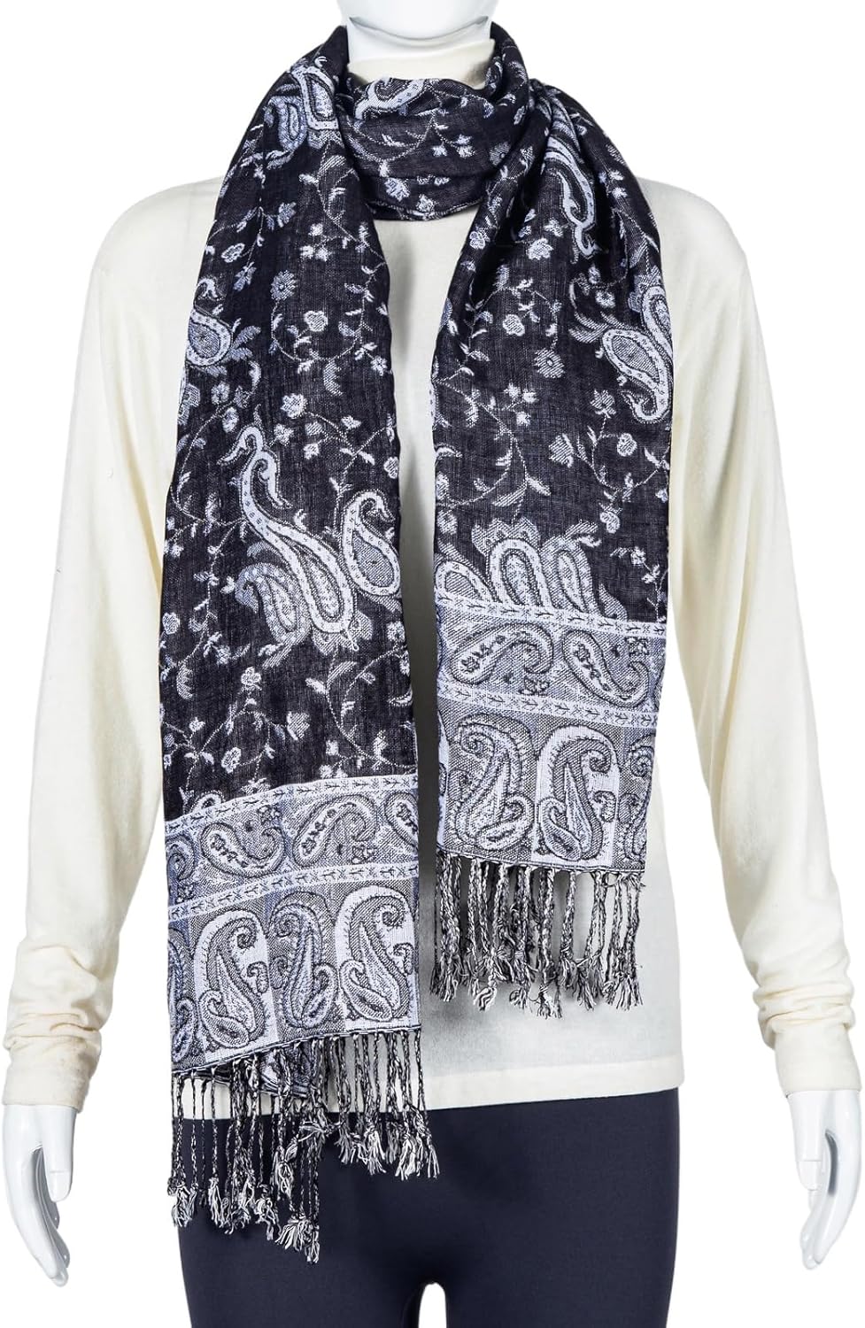 Pashmina Feel Shawls Wraps Rave Scarf for Women Soft Silky Reversible Men Scarves Hijab - Image 2