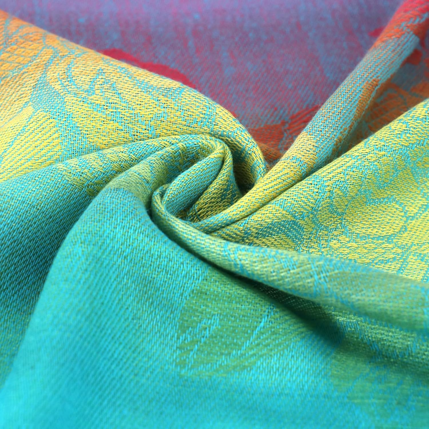 Colorful Pashmina Shawls and Wraps - Soft Rave Scarf Jacquard Silk Satin Rainbow Scarf with Tassels - Image 2