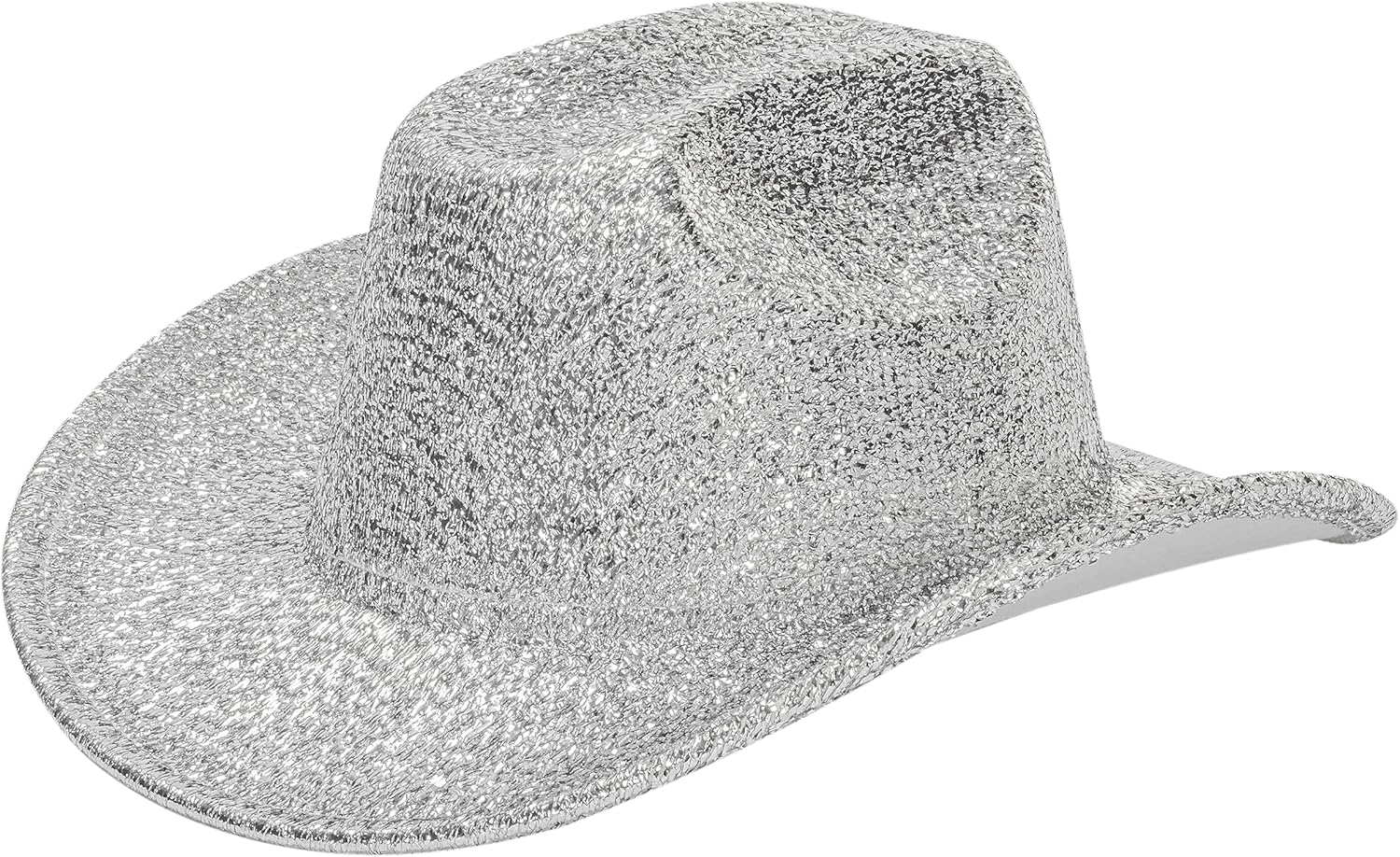 Silver Space Cowboy Hat - Sparkly Glitter Holographic Cowgirl Hat Rave Hat for Bachlorette Party Halloween(M)